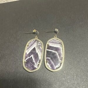 Kendra Scott Purple and Silver Drop Earrings with Gold